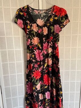 Vibrant Floral Button Down Dress